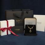 Gouden vintage collier met hanger met saffier en diamant 18, Ophalen of Verzenden, Nieuw