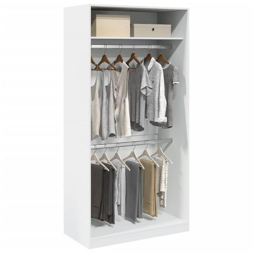 vidaXL Kledingkast 100x50x200 cm bewerkt hout wit, Huis en Inrichting, Kasten | Kledingkasten, Nieuw, Verzenden