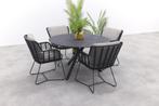 4 Seasons Fabrice/Locarno 130 cm. ronde tuinset - 5-delig, Verzenden, Nieuw, Rvs, Tuinset