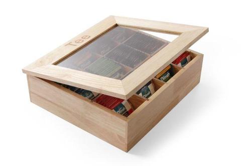Theedoos met 12 vakken | (B)28x(D)30x(H)9cm, Zakelijke goederen, Horeca | Keukenapparatuur, Nieuw in verpakking, Koffie en Espresso