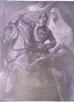 Spotprent met de Dood te paard die man achtervolgt (Lithos), Verzenden