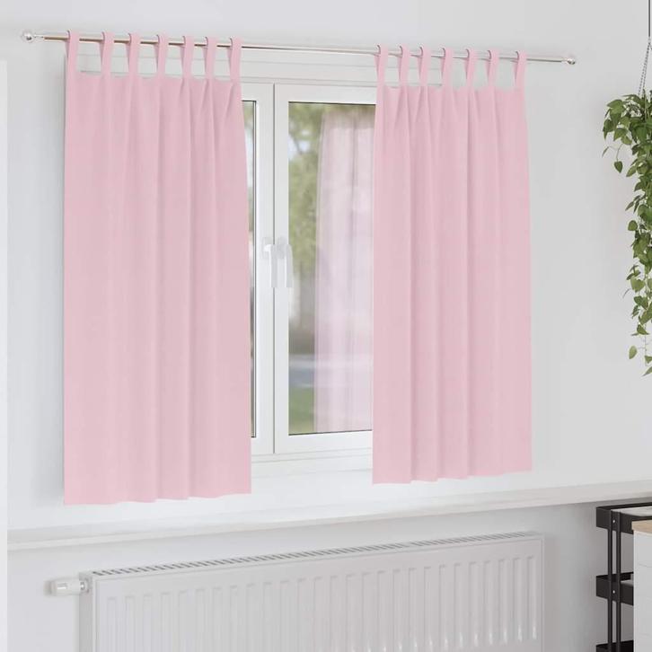vidaXL Zwart-out Gordijnen met Ringen 2 pcs Babyroze 175 x, Huis en Inrichting, Stoffering | Gordijnen en Lamellen, Nieuw, Verzenden