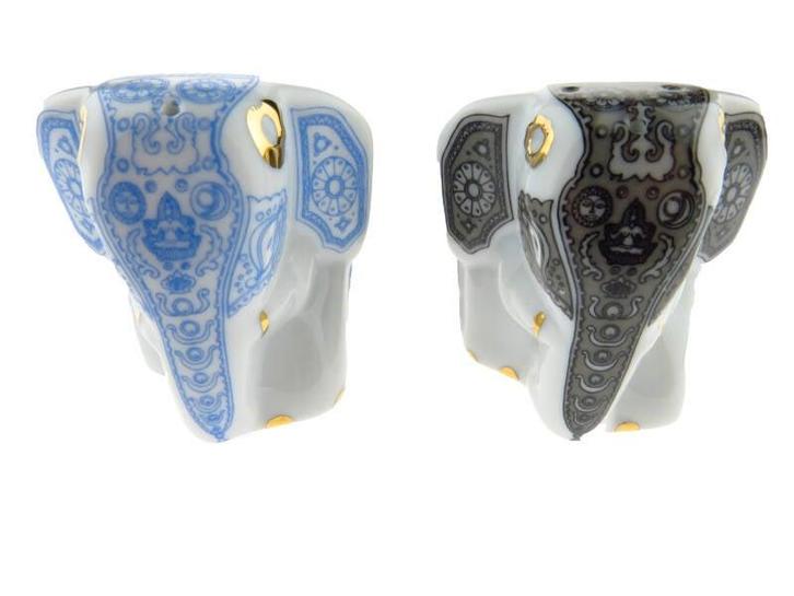 Peper en zout stel olifanten Lanka porselein, Huis en Inrichting, Keuken | Servies, Gebruikt, Verzenden