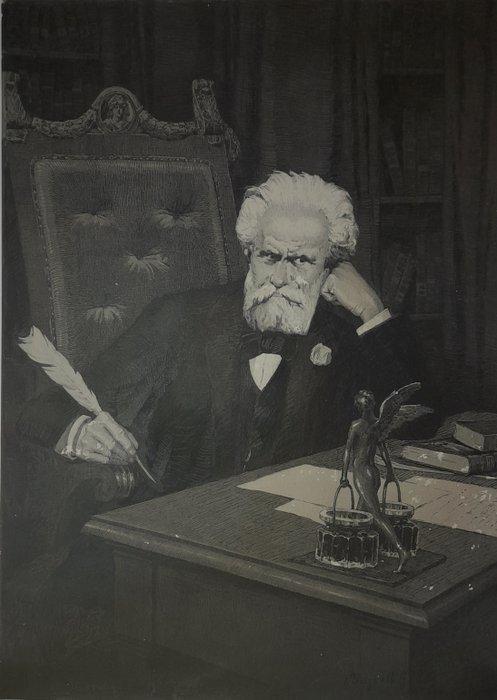 Guido Buzzelli (1927-1992) - Ritratto a Giosué Carducci, Antiek en Kunst, Kunst | Schilderijen | Klassiek