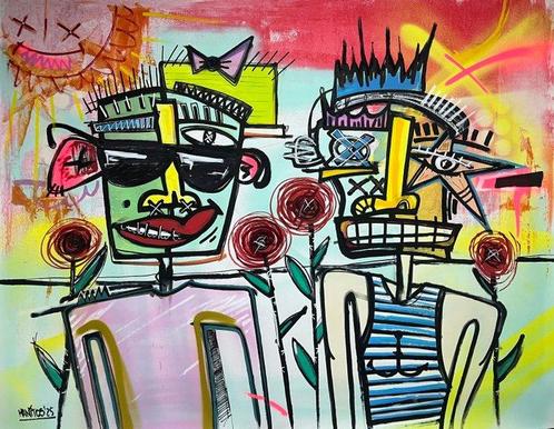 Manitos Filip Makowiak (1984) - Between flowers (XXL), Antiek en Kunst, Kunst | Schilderijen | Modern