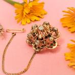 Gouden broche met roos geslepen diamanten; Ca 0,40 ct., Sieraden, Tassen en Uiterlijk, Broches, Gebruikt, Overige kleuren, Ophalen of Verzenden