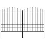 vidaXL Tuinhek met speren bovenkant (1,75-2)x3,4 m staal, Verzenden, Nieuw, IJzer, 2 meter of meer