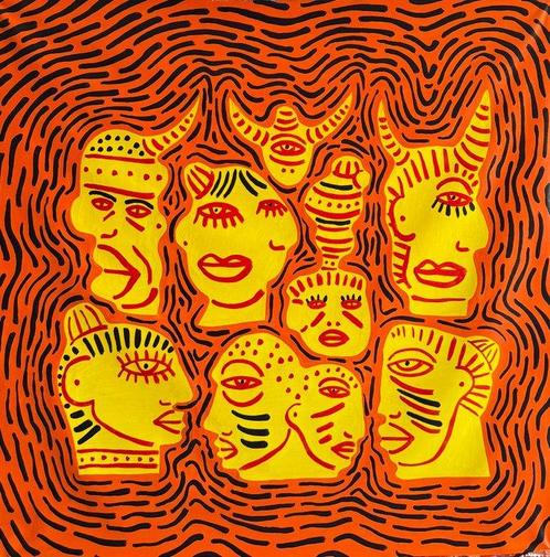 Freda People (1988-1990) - Voodoo Collection XL, Antiek en Kunst, Kunst | Schilderijen | Modern