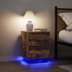 vidaXL Nachtkastjes met LED-verlichting 2 st gerookt, Verzenden, Nieuw, Hout