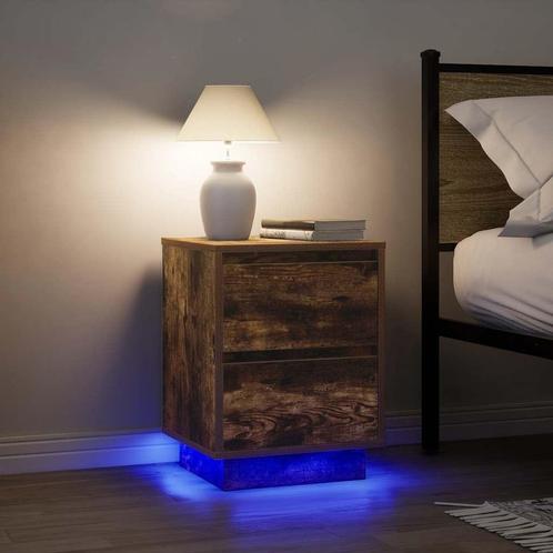 vidaXL Nachtkastjes met LED-verlichting 2 st gerookt, Huis en Inrichting, Slaapkamer | Nachtkastjes, Nieuw, Hout, Verzenden