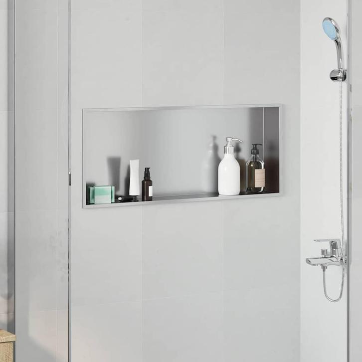 vidaXL Douche Niche Zilver 75 x 30 x 9.5 cm Roestvrij staal, Doe-het-zelf en Verbouw, Sanitair, Nieuw, Verzenden