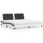 vidaXL Bed met matras kunstleer wit en zwart 200x200 cm, Huis en Inrichting, Slaapkamer | Bedden, Overige materialen, Verzenden