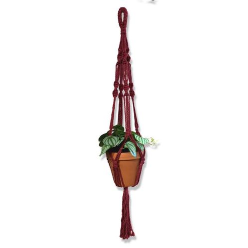 Plantenhanger Punky Bordeaux Rood - Katoen - Macramé -, Huis en Inrichting, Woonaccessoires | Overige, Nieuw, Ophalen of Verzenden