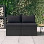 vidaXL Tuinmiddenbanken met kussens 2 st poly rattan zwart, Verzenden, Nieuw, Rotan