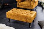 Design voetenbank CHESTERFIELD 80cm mosterdgeel fluweel, Huis en Inrichting, Banken | Voetenbanken en Poefen, Nieuw, Ophalen of Verzenden