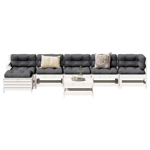 vidaXL 7-delige Loungeset massief grenenhout wit, Tuin en Terras, Tuinsets en Loungesets, Loungeset, Nieuw, Verzenden