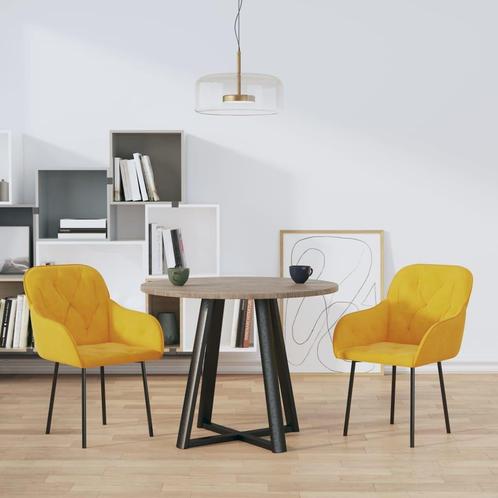 vidaXL Eetkamerstoelen 2 st fluweel geel, Huis en Inrichting, Stoelen, Nieuw, Verzenden
