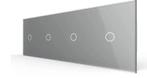 Livolo | Grijs | Touch Dimmer Wisselschakelaar | 1+1+1+1 |, Doe-het-zelf en Verbouw, Elektra en Kabels, Ophalen of Verzenden, Nieuw