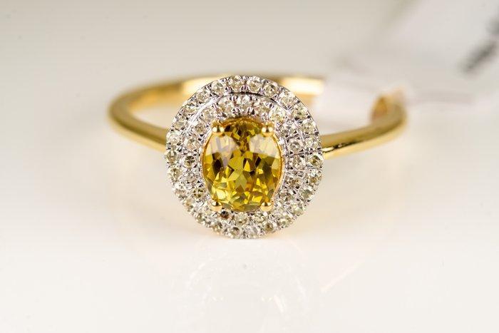 Ring - 14 karaat Witgoud Olivijn - Diamant, Sieraden, Tassen en Uiterlijk, Ringen