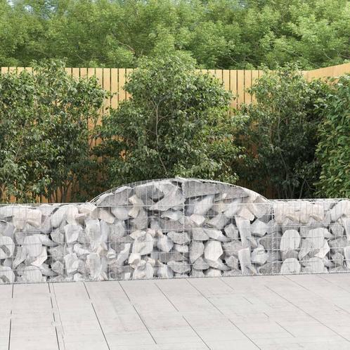 vidaXL Schanskorven 3 st gewelfd 300x30x60/80 cm, Tuin en Terras, Bloembakken en Plantenbakken, 100 cm of meer, Nieuw, Metaal