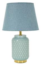 TAFELLAMP VIERKANT TURQUOISE CM Ø 28X44, Huis en Inrichting, Lampen | Tafellampen, Ophalen of Verzenden, Nieuw