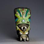 Obsidiaan beeld – rijk ingelegd met halfedelstenen - 27cm -