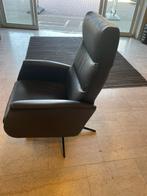 Luxe relaxfauteuil manueel leer zwart draaifauteuil, Ophalen, Nieuw, 75 tot 100 cm, Leder zwart