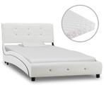 vidaXL Bed met matras kunstleer wit 90x200 cm, Huis en Inrichting, Overige materialen, 90 cm, Eenpersoons, Verzenden