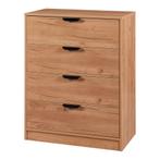 Commode Varkaus ladekast mdf met 4 lades 90x70x40 cm eikenkl, Verzenden, Nieuw