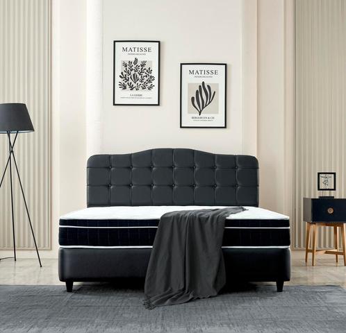 Opberg Boxspring Florance Kunstleer, Huis en Inrichting, Slaapkamer | Boxsprings, Zwart, Nieuw, Verzenden