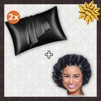 SATIN SET - Bescherm je haar & huid - Zwart Satijnen Slaapmu, Ophalen of Verzenden, Nieuw