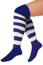 Lange Sokken Blauw Wit Gestreept 39-46 Gebreid Carnaval Limb, Kleding | Heren, Nieuw, Carnaval, Ophalen of Verzenden, Overige maten