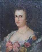 Europese school (XVIII) - Retrato de dama con flores, Antiek en Kunst