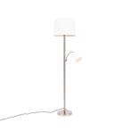 Klassieke vloerlamp staal met witte kap en leeslampje -, Huis en Inrichting, Lampen | Vloerlampen, Nieuw, Overige materialen, 150 tot 200 cm