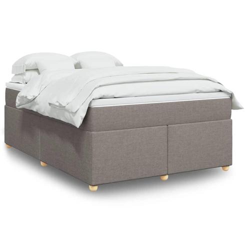 vidaXL Boxspring met matras stof taupe 140x190 cm, Huis en Inrichting, Slaapkamer | Bedden, 140 cm, 190 cm of minder, Tweepersoons