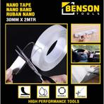 Benson Sterke dubbelzijdige nano tape - 30 mm x 2 m - her..., Doe-het-zelf en Verbouw, Ophalen of Verzenden, Nieuw