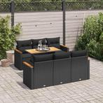 vidaXL 7-delige Loungeset met kussens poly rattan acacia, Verzenden, Nieuw, Rotan, Loungeset