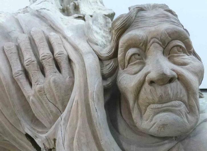 Teak houten tuinbeelden, gezicht houtwerk, carving faces, Tuin en Terras, Tuinbeelden, Overige typen, Nieuw, Hout, Ophalen of Verzenden