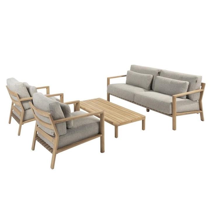 Lucas stoel bank loungeset 4 delig naturel teak 4 Seasons, Tuin en Terras, Tuinsets en Loungesets, Nieuw, Teakhout, Ophalen of Verzenden
