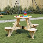 vidaXL Picknicktafel voor 4 kinderen met parasolgat rond, Verzenden, Nieuw, Hout