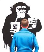 Gerard Boersma (1976) - Fast Food Monkey (painting of a man, Antiek en Kunst