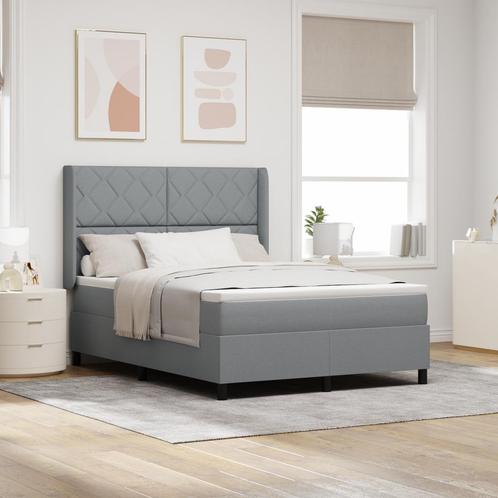 vidaXL Boxspringbed met Matras Lichtgrijs 140x200 cm Stof, Huis en Inrichting, Slaapkamer | Bedden, 140 cm, 200 cm, Tweepersoons