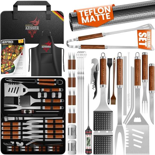 KESSER® RVS Barbecuebestekset - 37-delig - inc. tas - Bruin, Tuin en Terras, Tuinmeubel-accessoires, Nieuw, Verzenden