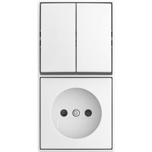 Busch Jaeger combinatie serieschakelaar en wandcontactdoos, Doe-het-zelf en Verbouw, Elektra en Kabels, Nieuw, Ophalen of Verzenden