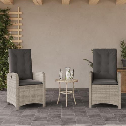 vidaXL Tuinstoelen 2 st verstelbaar met kussens poly rattan, Tuin en Terras, Tuinstoelen, Nieuw, Rotan, Verzenden