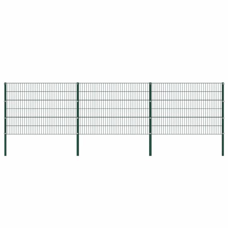 vidaXL Schuttingpaneel met palen ijzer 522x120 cm groen, Tuin en Terras, Schuttingen, Nieuw, IJzer, 2 meter of meer, Verzenden