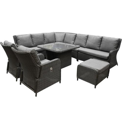 Bilbao premium dining loungeset 8 delig antraciet wicker, Tuin en Terras, Tuinsets en Loungesets, Nieuw, Wicker, Ophalen of Verzenden