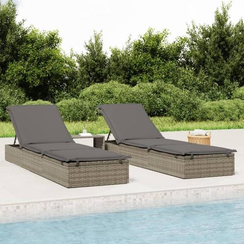 Rattan Ligbed met Tafel - Grijs - Tuindeal - Tweedekansje!, Tuin en Terras, Ligbedden, Verstelbaar, Nieuw, Rotan, Ophalen of Verzenden