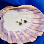 Gouden oorstekers met Tahiti parel (oorbellen, geelgoud), Gebruikt, Overige kleuren, Ophalen of Verzenden, Met edelsteen