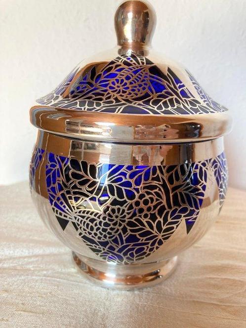 Schotel - Glas, Zilver - Bonbonnière, Silberoverlay, Antiek en Kunst, Antiek | Glas en Kristal